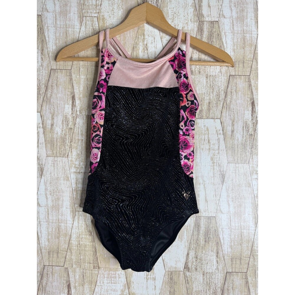 Justice Girls Size 10 Dance Gymnastics Leotard Jumpsuit Velvet STRETCH‎